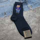 Cartoon gentleman bear Men's Socks Cotton Harajuku Skateboard Socks winter warm Novelty Breathable Sox Christmas Gift