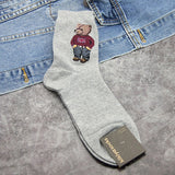Cartoon gentleman bear Men's Socks Cotton Harajuku Skateboard Socks winter warm Novelty Breathable Sox Christmas Gift