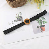 Vintage Boho Braided Waist Belt Summer Solid Female Belt Round Wooden Smooth Buckle Fake Straw Wide Belts For Women Hot Sale