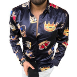 Luxury Crown Printed Shirts Men 2021 Spring Long Sleeve Slim Casual Dress Shirt Streetwear Social Party Clothes Camisa Masculina