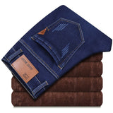 Winter Jeans Men jeans Black Slim Fit Stretch Thick Velvet Pants Warm Jeans Casual Fleece Trousers Male Plus Size men clothing