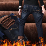 Winter Jeans Men jeans Black Slim Fit Stretch Thick Velvet Pants Warm Jeans Casual Fleece Trousers Male Plus Size men clothing