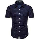 M-5XL Dot-Print Business Casual Shirts for Summer Short Sleeve Regular Large Size Formal Clothing Mens Office Button Up Blouses