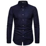 M-5XL Dot-Print Business Casual Shirts for Summer Short Sleeve Regular Large Size Formal Clothing Mens Office Button Up Blouses