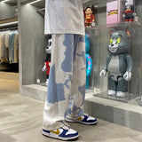 LAPPSTER Men Y2k Tie Dye Baggy Jeans Pants 2021 Mens Vintage Japanese Streetwear Denim Trousers Male Kpop Causal Wide Leg Pants