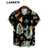 2021 New shirts for men Summer Floral Elements 3d Digital Printing Trend Loose Short-Sleeved Men's Shirt Top 6xl Large Size