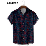 2021 New shirts for men Summer Floral Elements 3d Digital Printing Trend Loose Short-Sleeved Men's Shirt Top 6xl Large Size