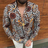 2021 Leopard Color Piece Men's Slim Shirt Autumn Casual Turn-down Collar Streetwear Fashion Together print  Long Sleeve Shirt To