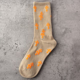 Crew Street Fashion Socks Spiny Crucifix Latin Cross Rood Cotton Gothic Elastic Punk Cemetery Tombstone Coconut Cocoa Palm Tree
