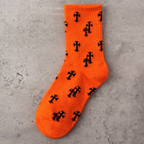 Crew Street Fashion Socks Spiny Crucifix Latin Cross Rood Cotton Gothic Elastic Punk Cemetery Tombstone Coconut Cocoa Palm Tree