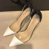 Spring pointed toe single shoes transparent nude color small fresh high-heeled shoes female stiletto summer