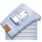 Brand Men's Thin Jeans 2021 Summer New Style Business Casual Slim Fit Elastic Classic Style Trousers Sky Blue Pants Male size28-