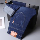 Men Jeans Brand 2021 Autumn Fashion Casual Business Pants Retro Classic Denim Trousers Winter Fleece Warm Stretch Slim Jeans Men
