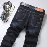 Men Jeans Brand 2021 Autumn Fashion Casual Business Pants Retro Classic Denim Trousers Winter Fleece Warm Stretch Slim Jeans Men