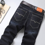 Men Jeans Brand 2021 Autumn Fashion Casual Business Pants Retro Classic Denim Trousers Winter Fleece Warm Stretch Slim Jeans Men