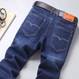 Men Jeans Brand 2021 Autumn Fashion Casual Business Pants Retro Classic Denim Trousers Winter Fleece Warm Stretch Slim Jeans Men