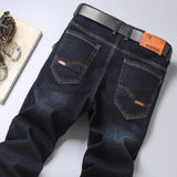 Men Jeans Brand 2021 Autumn Fashion Casual Business Pants Retro Classic Denim Trousers Winter Fleece Warm Stretch Slim Jeans Men