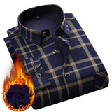 Aoliwen Winter warm shirt plus velvet thickening fashion print plaid shirt long sleeve men's brand shirt dress shirt sizeL-5XL