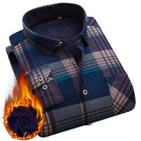 Aoliwen Winter warm shirt plus velvet thickening fashion print plaid shirt long sleeve men's brand shirt dress shirt sizeL-5XL