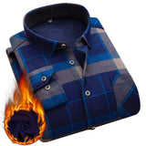 Aoliwen Winter warm shirt plus velvet thickening fashion print plaid shirt long sleeve men's brand shirt dress shirt sizeL-5XL