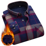 Aoliwen Winter warm shirt plus velvet thickening fashion print plaid shirt long sleeve men's brand shirt dress shirt sizeL-5XL