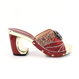 2021 New Arrival Fashionable Italian Shoes and Bag Sets Silver Color Women's Shoes with Appliques for African lady Sandals