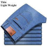 2021 Spring Summer Mens Jeans Stretch Thin Denim Light Blue  Colors Men's Straight Jean Pants Casual Lightweight Jeans Trousers