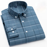100% Cotton Oxford Plaid Solid Color Striped Shirt Tops Casual Long Sleeve Shirt Slim Fit Shirt Men Camisa Social Korean Clothes