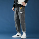 Mens Korean Fashion Blue Jeans Pants 2021 New Vintage Straight Pants Harajuku Jeans Baggy Belt High Quality Denim Harem Pants