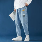 Mens Korean Fashion Blue Jeans Pants 2021 New Vintage Straight Pants Harajuku Jeans Baggy Belt High Quality Denim Harem Pants