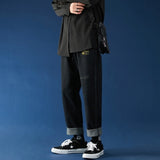 Mens Korean Fashion Blue Jeans Pants 2021 New Vintage Straight Pants Harajuku Jeans Baggy Belt High Quality Denim Harem Pants