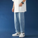 Mens Korean Fashion Blue Jeans Pants 2021 New Vintage Straight Pants Harajuku Jeans Baggy Belt High Quality Denim Harem Pants
