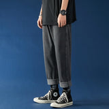 Mens Korean Fashion Blue Jeans Pants 2021 New Vintage Straight Pants Harajuku Jeans Baggy Belt High Quality Denim Harem Pants