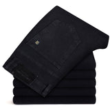New Autumn Men's Blue Straight-leg Jeans Business Casual Cotton Stretch Denim Pants Male Brand Plus Size 40 42 44