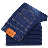 New Autumn Men's Blue Straight-leg Jeans Business Casual Cotton Stretch Denim Pants Male Brand Plus Size 40 42 44