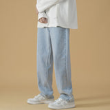 LAPPSTER Mens Korean Fashoins Harem Blue Jeans Pants 2021 Vintage Straight Pants Harajuku Jeans Baggy Free Belt Wide Leg Denim