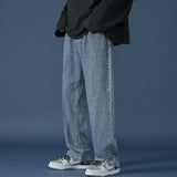 LAPPSTER Mens Korean Fashoins Harem Blue Jeans Pants 2021 Vintage Straight Pants Harajuku Jeans Baggy Free Belt Wide Leg Denim