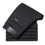2022 New Men Stretch Regular Fit Jeans Business Casual Classic Style Fashion Denim Trousers Male Black Blue Gray Pants