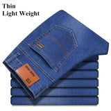 2022 New Men Stretch Regular Fit Jeans Business Casual Classic Style Fashion Denim Trousers Male Black Blue Gray Pants