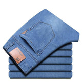 2022 New Men Stretch Regular Fit Jeans Business Casual Classic Style Fashion Denim Trousers Male Black Blue Gray Pants