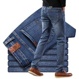 SULEE Brand 2021 New Men's Slim Elastic Jeans Fashion Business Classic Style Jeans Denim Pants Stretch Men Jeans Vaqueros Hombre