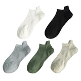 5 Pairs Man Cotton Short Socks Fashion Breathable Mesh Men Comfortable Solid Color Casual Ankle Sock Pack Male Street Fashions