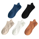 5 Pairs Man Cotton Short Socks Fashion Breathable Mesh Men Comfortable Solid Color Casual Ankle Sock Pack Male Street Fashions