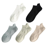 5 Pairs Man Cotton Short Socks Fashion Breathable Mesh Men Comfortable Solid Color Casual Ankle Sock Pack Male Street Fashions