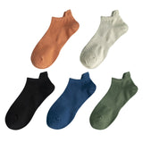 5 Pairs Man Cotton Short Socks Fashion Breathable Mesh Men Comfortable Solid Color Casual Ankle Sock Pack Male Street Fashions