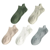 5 Pairs Man Cotton Short Socks Fashion Breathable Mesh Men Comfortable Solid Color Casual Ankle Sock Pack Male Street Fashions
