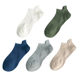 5 Pairs Man Cotton Short Socks Fashion Breathable Mesh Men Comfortable Solid Color Casual Ankle Sock Pack Male Street Fashions