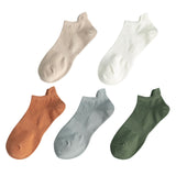 5 Pairs Man Cotton Short Socks Fashion Breathable Mesh Men Comfortable Solid Color Casual Ankle Sock Pack Male Street Fashions