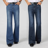 Men Jeans High Waist Boot Cut Jean Wide Leg Pants 2022 Spring Mens Clothing Straight Denim Washed Flared Trousers Blue Fashion