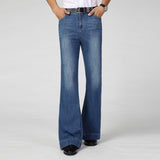 Men Jeans High Waist Boot Cut Jean Wide Leg Pants 2022 Spring Mens Clothing Straight Denim Washed Flared Trousers Blue Fashion